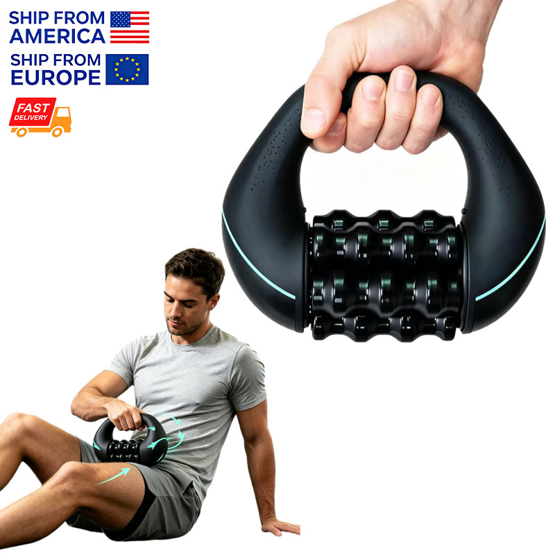 Leg Home Gym Workout - 電動ローラーマッサージスティック、ハンドヘルド深部組織マッサージデバイス、コードレス充電式3段階速度調整マッサージャー、筋肉痛や緊張緩和に、運動後の回復に（背中、肩、脚、全身用）、自宅、オフィス、ジム、旅行、日常使用、ブラック
