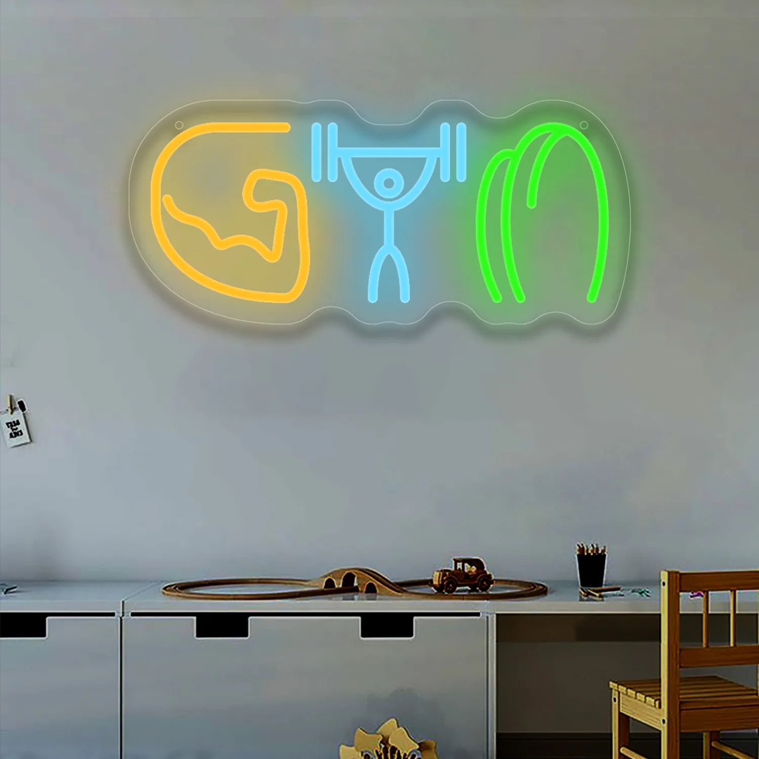 ジム用ネオンサイン、ウェイトリフティング、筋肉、腕、LEDウ - Home Gym Neon Sign のレビューと価格