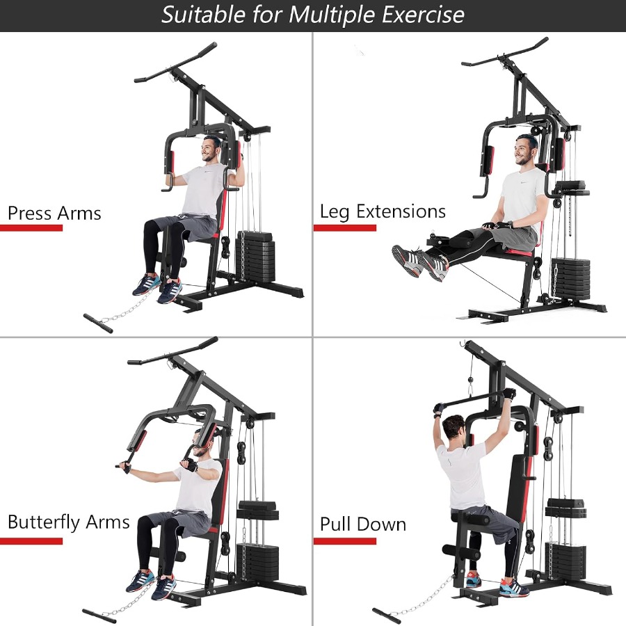 多機能ホームジムシステム。100ポンドのウェイトスタックを備 - Leg Home Gym Workout のレビューと価格