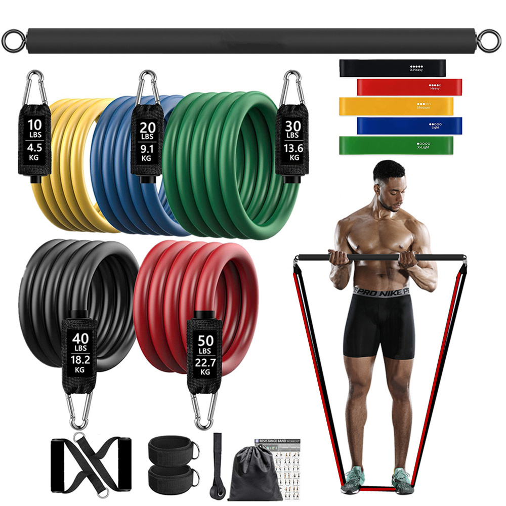 150ポンド フィットネス戦利品抵抗弾性バンドワークアウト  - Home Gym Equipment Set のレビューと価格